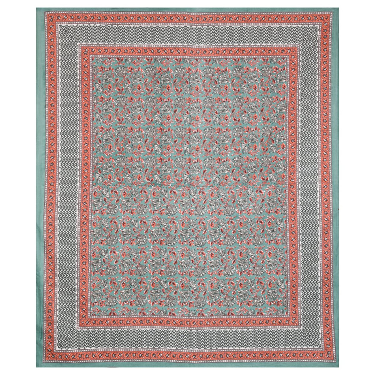 Teal Floral Print Pure Cotton King Size Bedsheet with 2 Pillow Covers | Verified Sustainable by Brown Living™