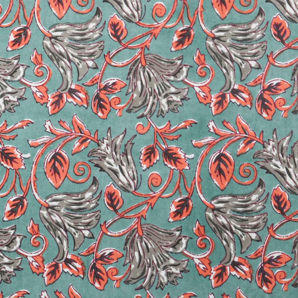 Teal Floral Print Pure Cotton King Size Bedsheet with 2 Pillow Covers | Verified Sustainable by Brown Living™