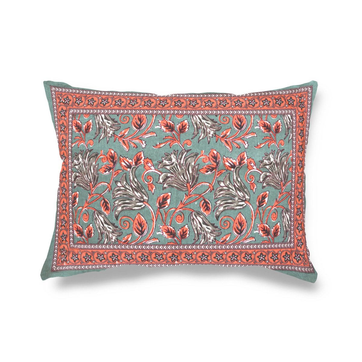 Teal Floral Print Pure Cotton King Size Bedsheet with 2 Pillow Covers | Verified Sustainable by Brown Living™