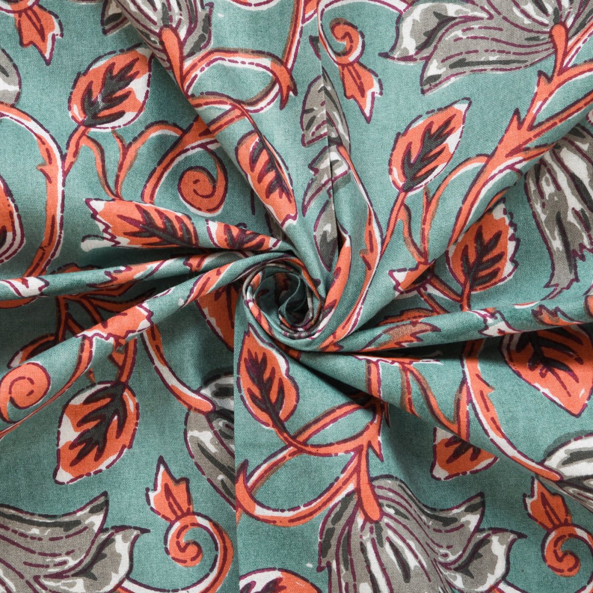 Teal Floral Print Pure Cotton King Size Bedsheet with 2 Pillow Covers | Verified Sustainable by Brown Living™