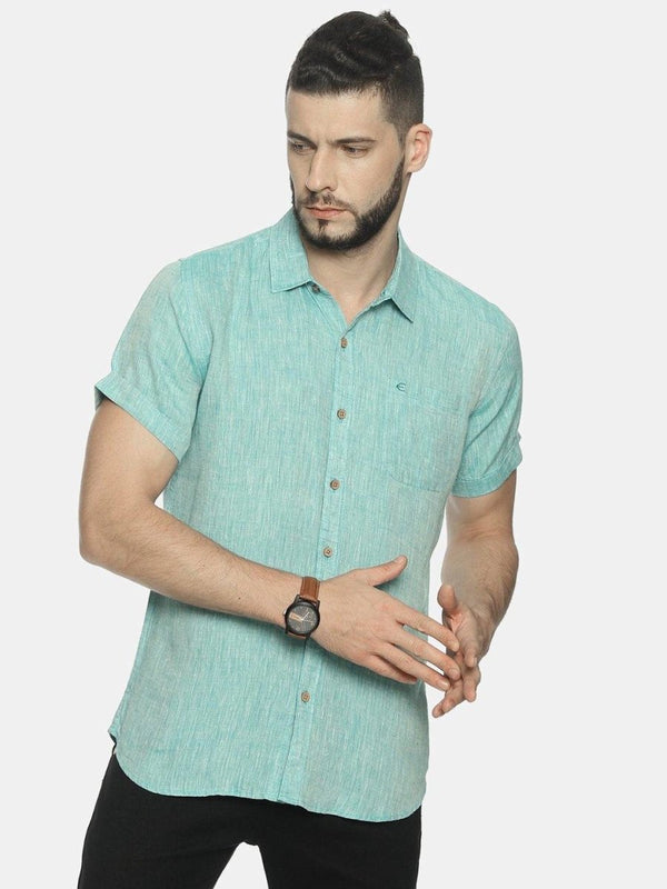 Buy Teal Green Colour Slim Fit Hemp Casual Shirt | Shop Verified Sustainable Mens Shirt on Brown Living™