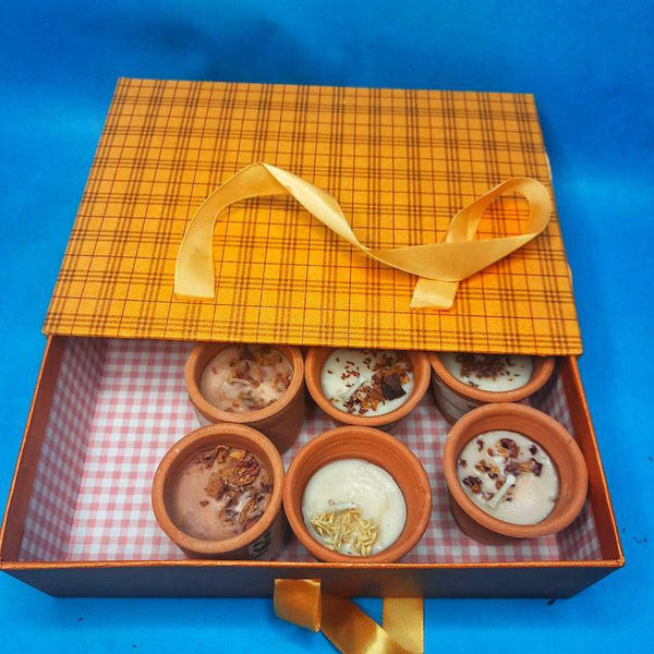Buy Terracotta Candles Luggage Gift Box Pack of 6 | Shop Verified Sustainable Gift Hampers on Brown Living™