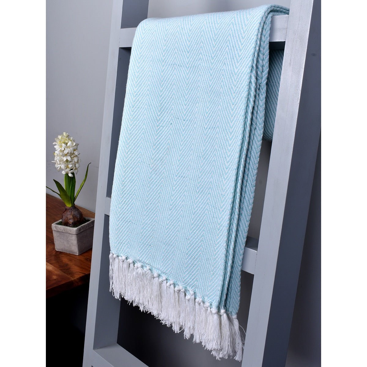 The Blue Chevron Cotton Throw | Verified Sustainable by Brown Living™
