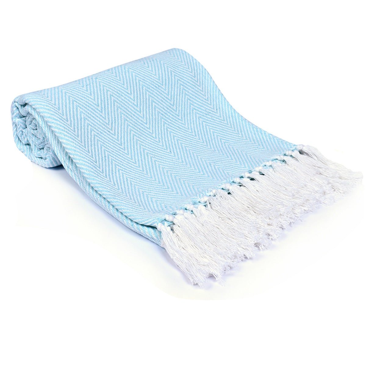The Blue Chevron Cotton Throw | Verified Sustainable by Brown Living™