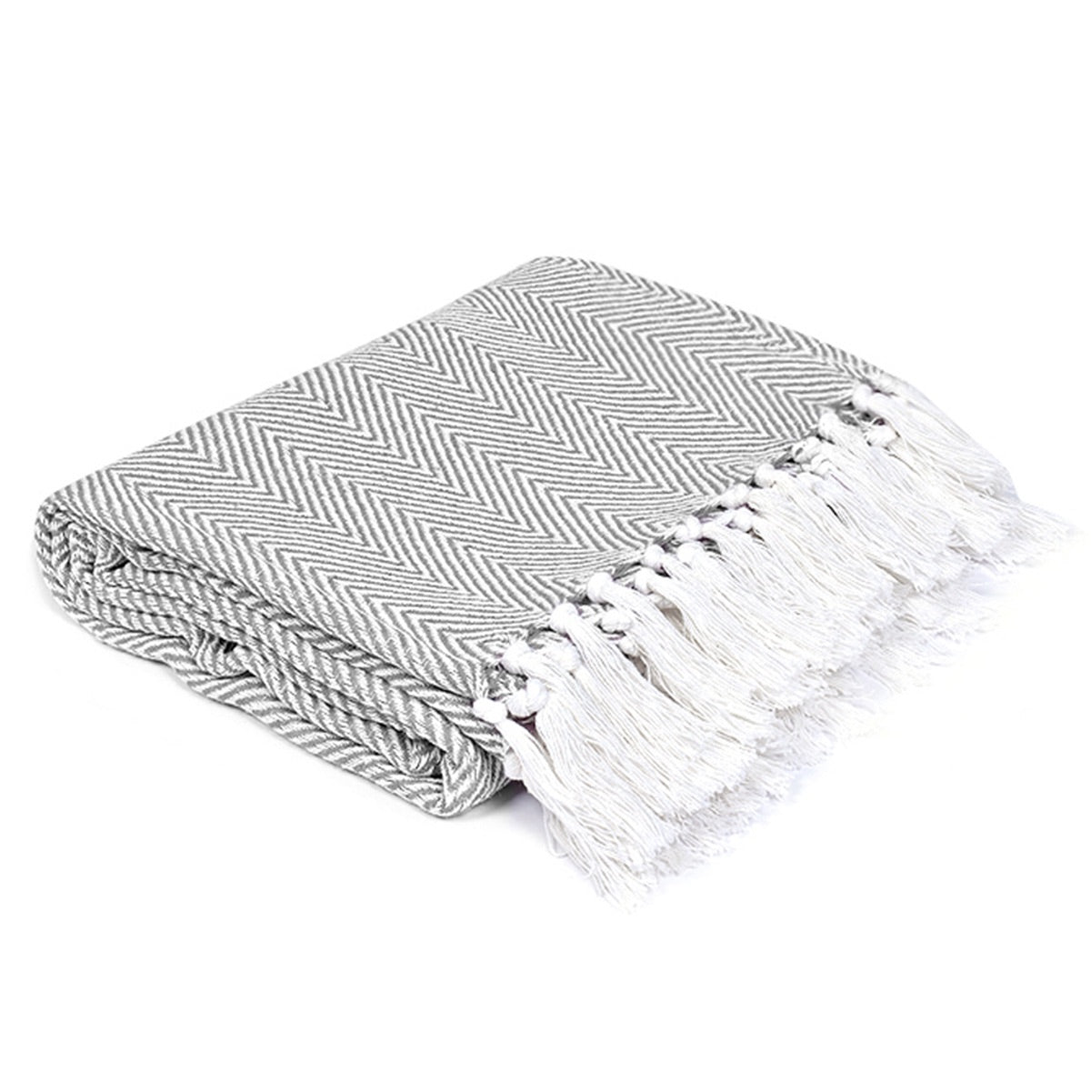 The Gris Chevron Cotton Throw | Verified Sustainable by Brown Living™