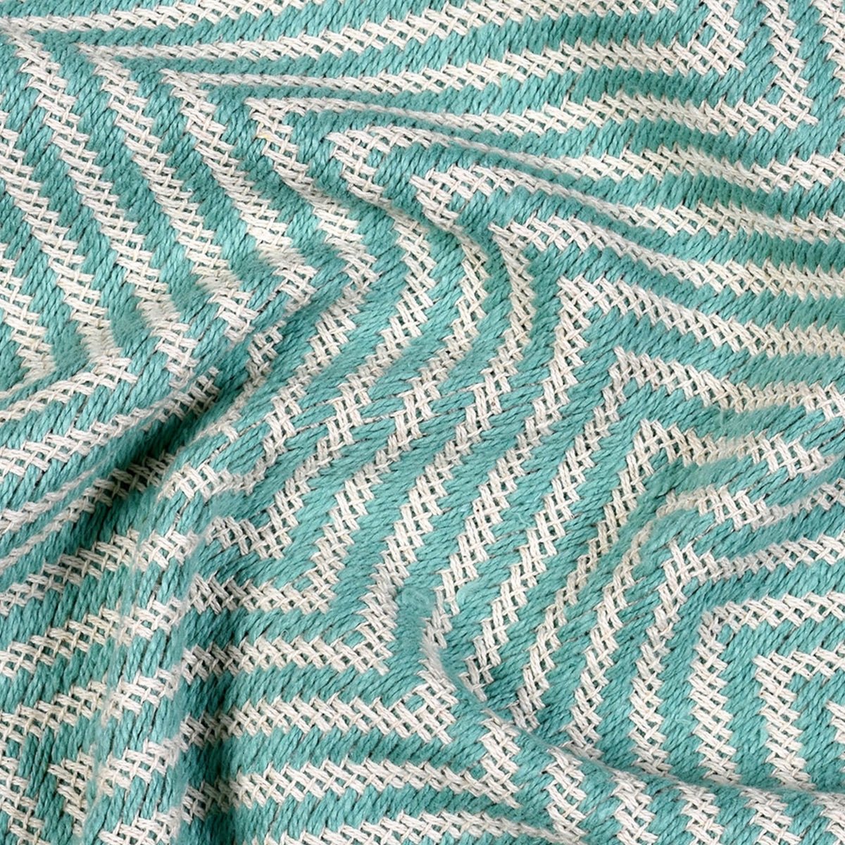 The Turq Chevron Cotton Throw | Verified Sustainable by Brown Living™