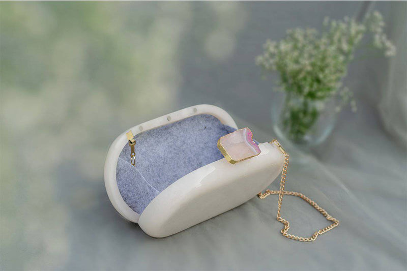 Buy The White Baroque Capsule Clutch - Pink Stone | Shop Verified Sustainable Womens Clutch on Brown Living™