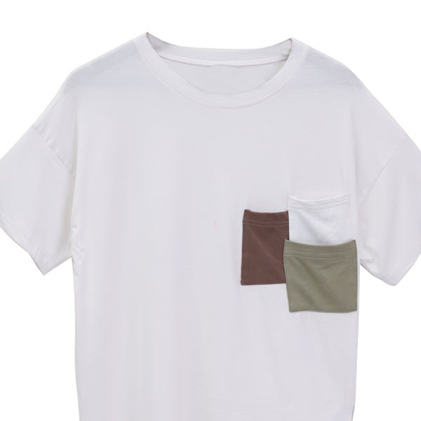 Buy Three Pocket Bamboo T-shirt | Oversized T-shirt | White T-shirt | Unisex T-shirt | Shop Verified Sustainable Womens T-Shirt on Brown Living™