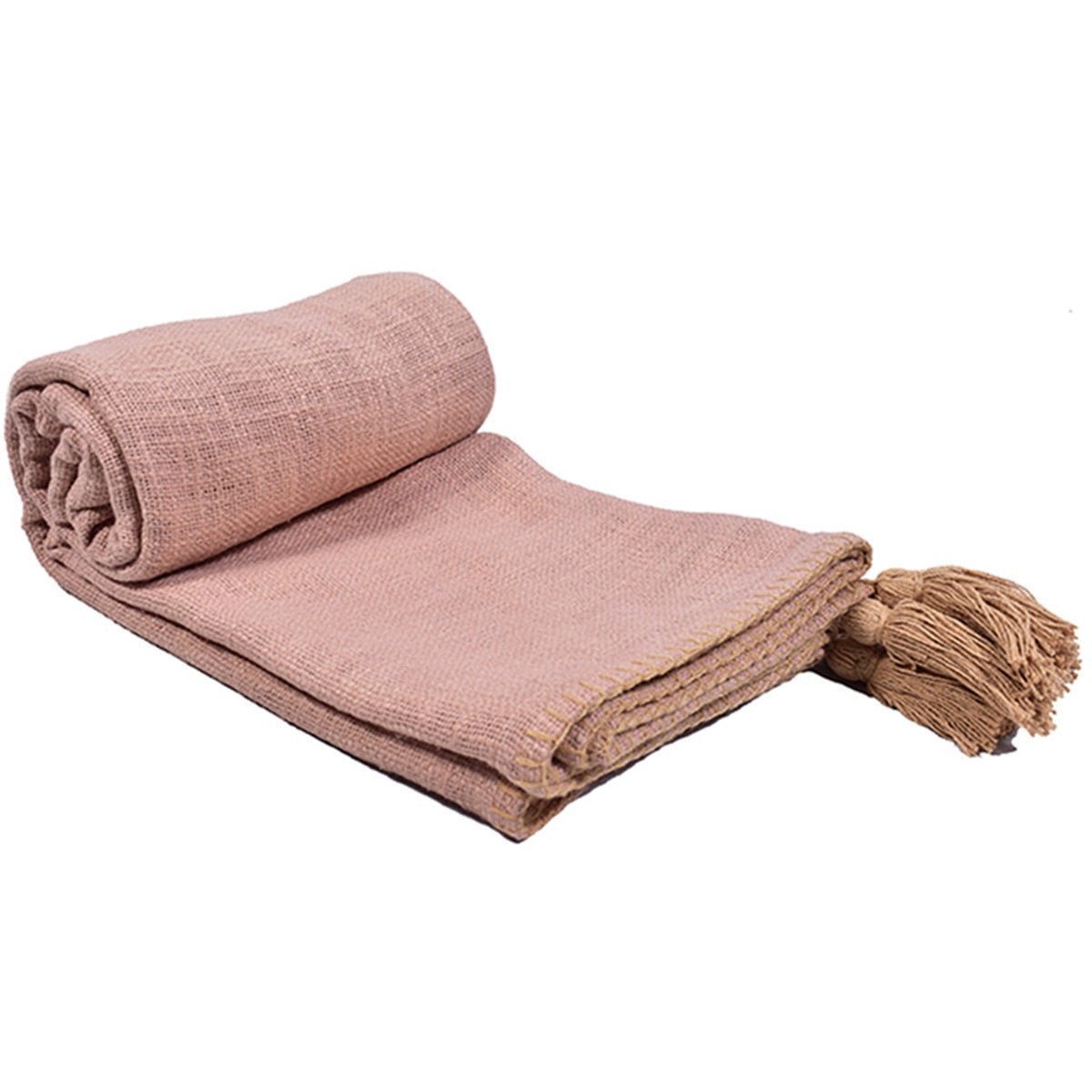 Top Stitch Tasseled Cotton Throw | Verified Sustainable by Brown Living™