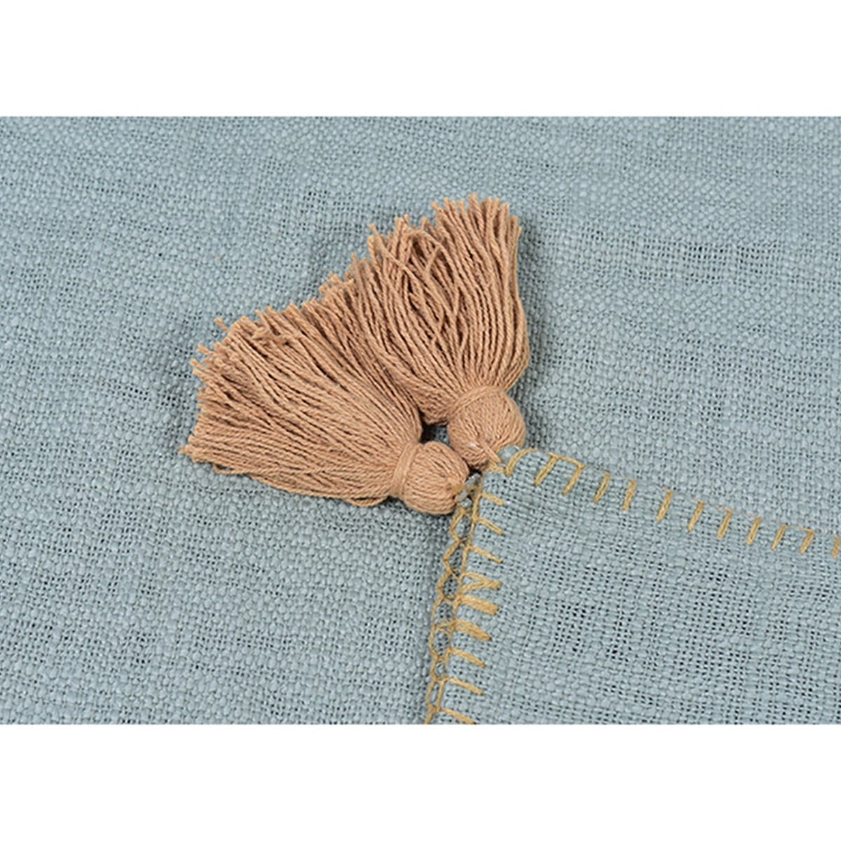 Top Stitch Tasseled Cotton Throw | Verified Sustainable by Brown Living™