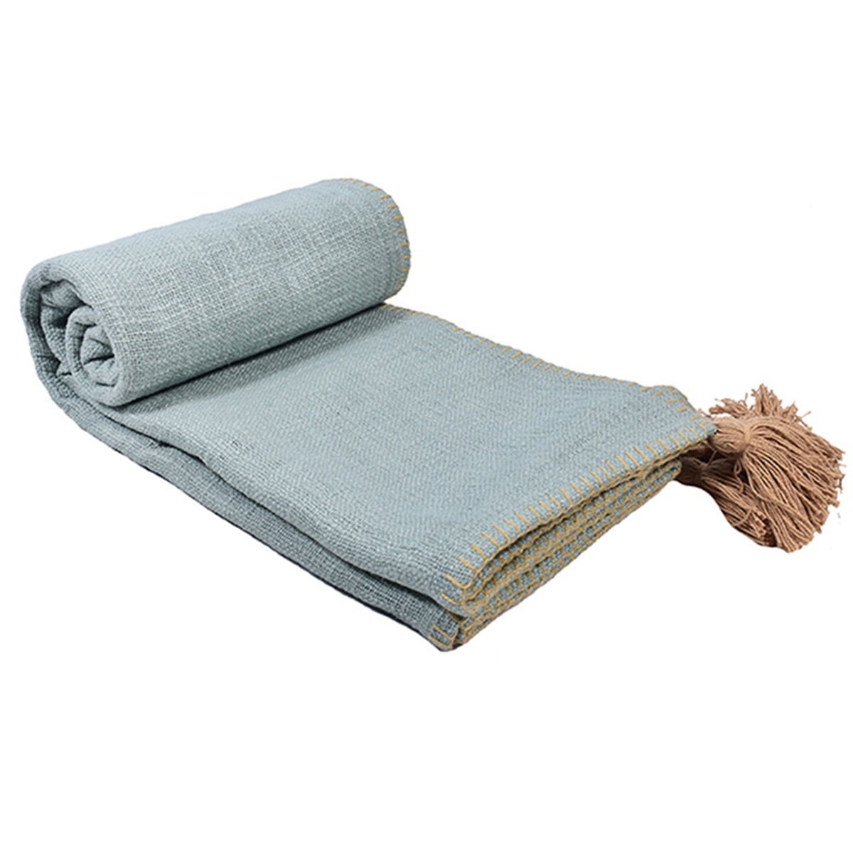Top Stitch Tasseled Cotton Throw | Verified Sustainable by Brown Living™
