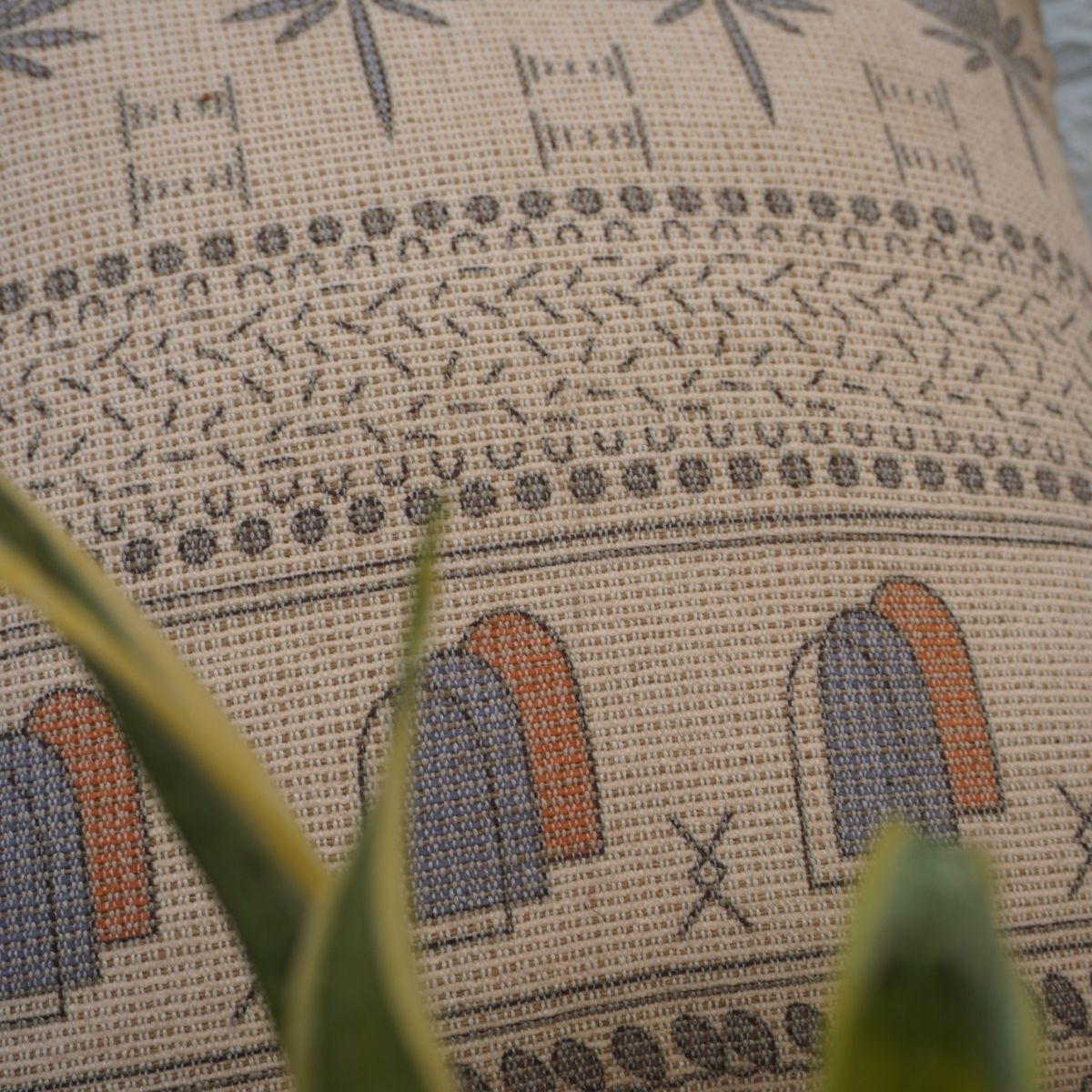 Tribal Treasure Printed Jute Boho Cushion Cover 18X18 inches | Verified Sustainable by Brown Living™