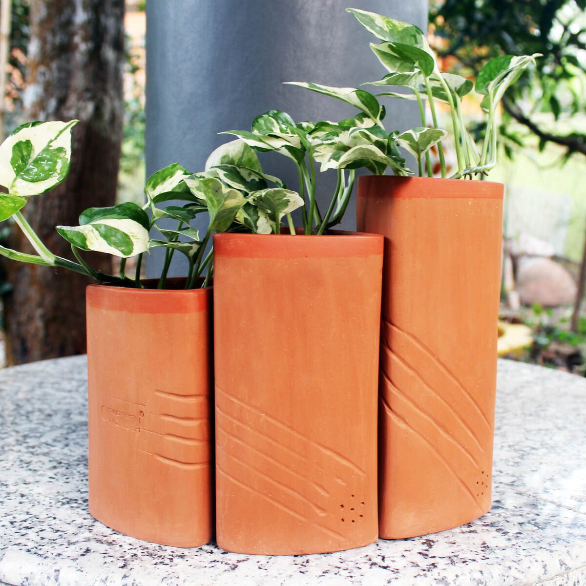 Trigo Terracotta Planters Set of 3 (Large,Medium,Small) – Pots & Planters on Brown Living™. SKU: PLT - TRG. Img 1.
