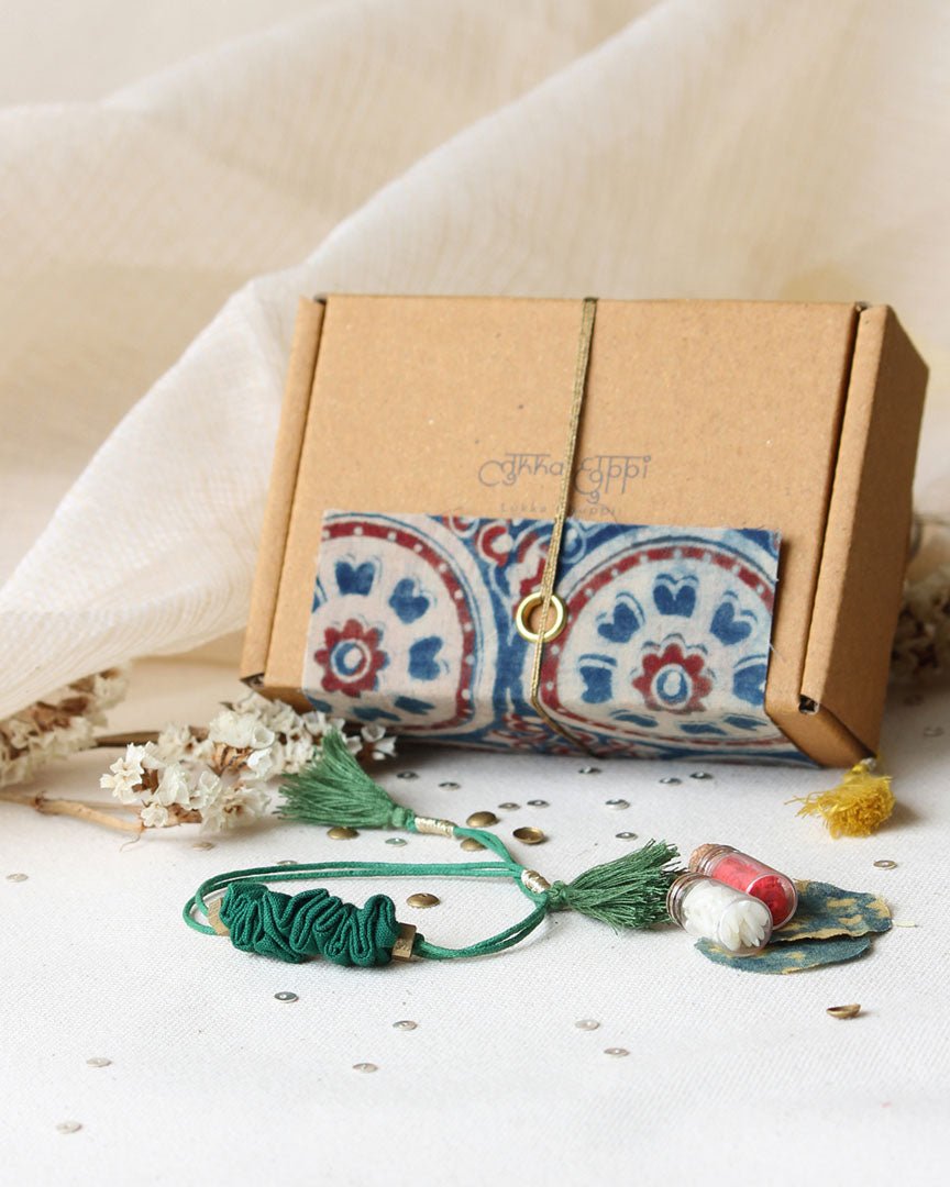 Upcycled Artisanal Rakhi - Traditional Dark Green | Verified Sustainable by Brown Living™