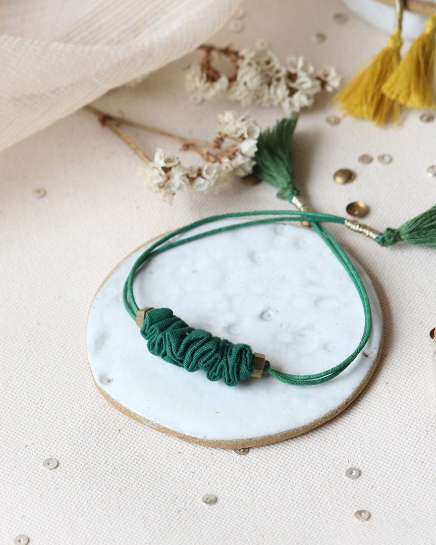 Upcycled Artisanal Rakhi - Traditional Dark Green | Verified Sustainable by Brown Living™
