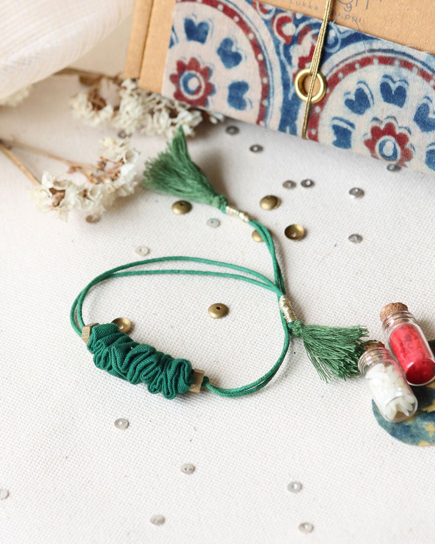 Upcycled Artisanal Rakhi - Traditional Dark Green | Verified Sustainable by Brown Living™