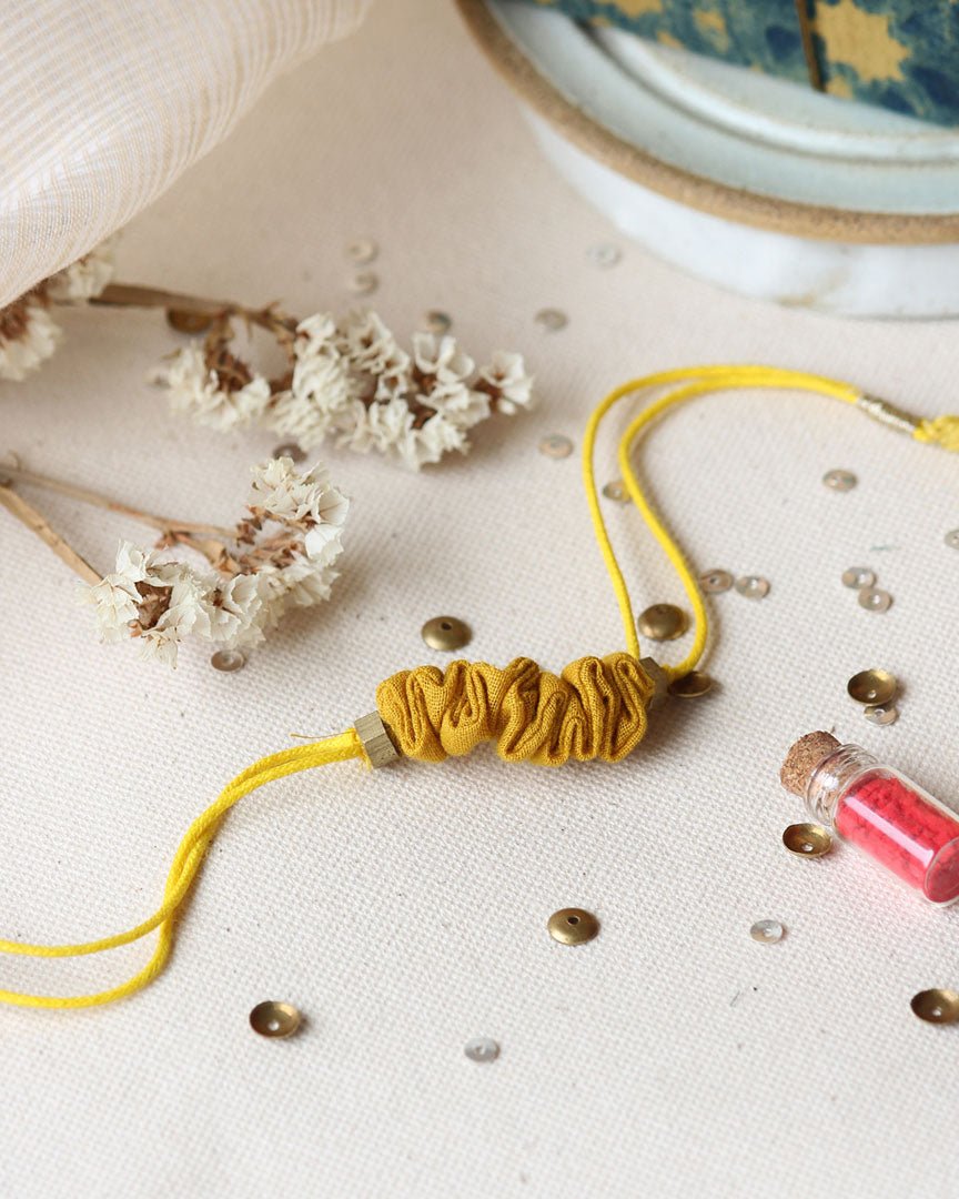 Upcycled Artisanal Rakhi - Traditional Turmeric Yellow | Verified Sustainable by Brown Living™