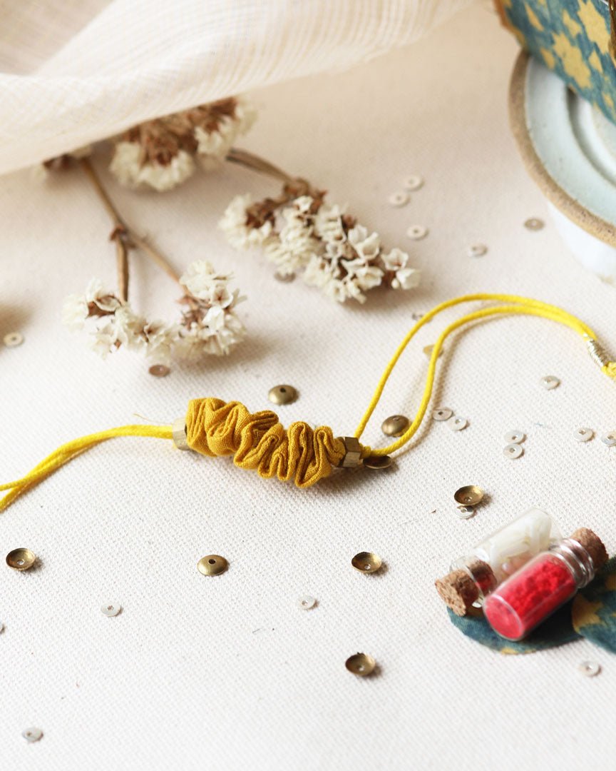 Upcycled Artisanal Rakhi - Traditional Turmeric Yellow | Verified Sustainable by Brown Living™