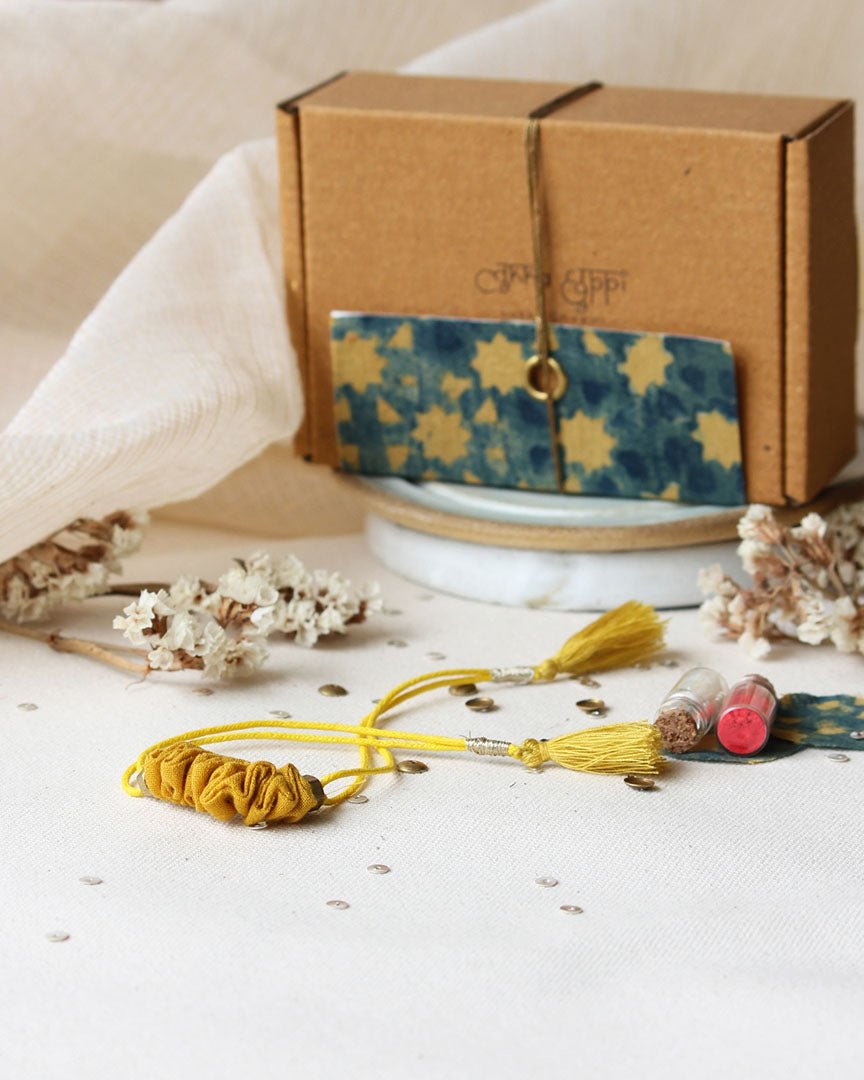 Upcycled Artisanal Rakhi - Traditional Turmeric Yellow | Verified Sustainable by Brown Living™