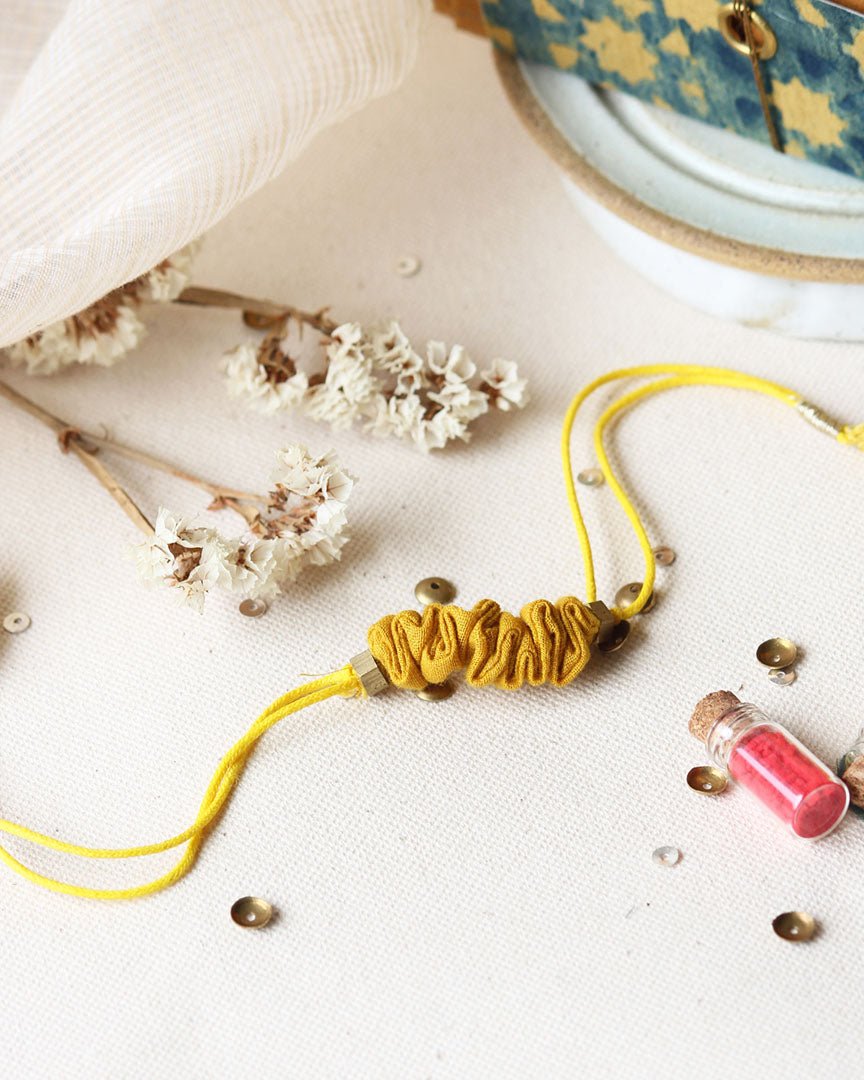 Upcycled Artisanal Rakhi - Traditional Turmeric Yellow | Verified Sustainable by Brown Living™