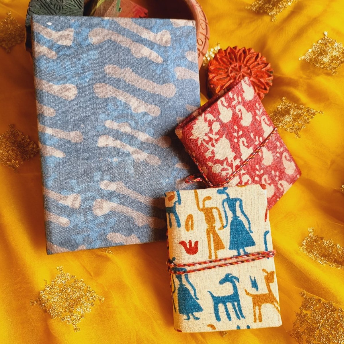 Upcycled Handloom Fabric Journal - 1 Hard Bound Diary 2 Pocket Diary | Verified Sustainable by Brown Living™
