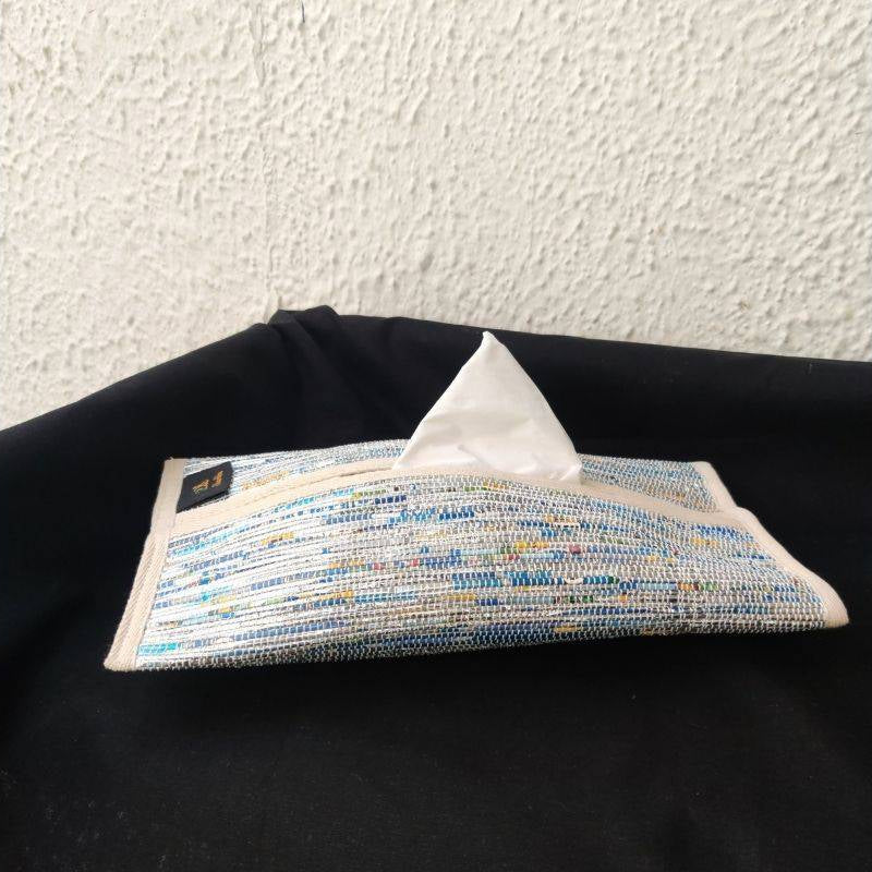 Upcycled Handwoven Tissue Holder – Table Decor by reCharkha The EcoSocial Tribe available on Brown Living™. . SKU: 204 - 12761 - Tissue - Holder. Img 1.