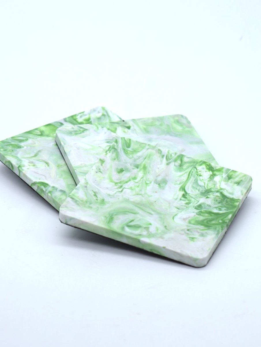 Upcycled Plastic Coaster II Lime Green II Set of 4 | Verified Sustainable by Brown Living™