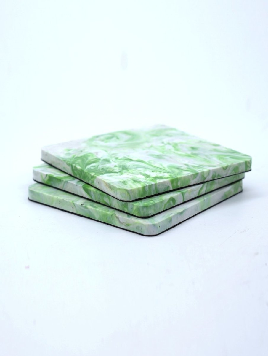Upcycled Plastic Coaster II Lime Green II Set of 4 | Verified Sustainable by Brown Living™