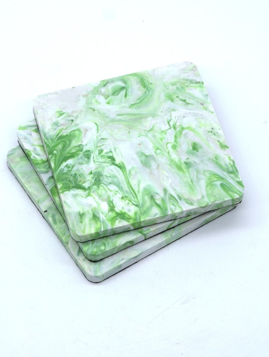 Upcycled Plastic Coaster II Lime Green II Set of 4 | Verified Sustainable by Brown Living™
