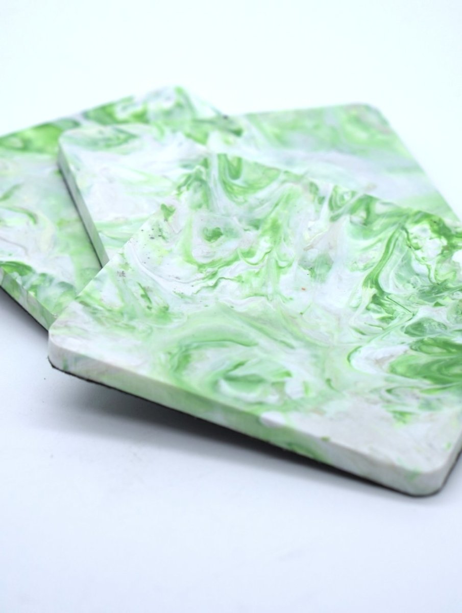 Upcycled Plastic Coaster II Lime Green II Set of 4 | Verified Sustainable by Brown Living™