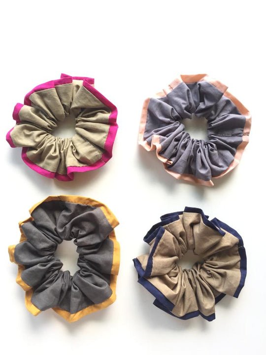 Upcycled Scrunchies – Hair Styling on Brown Living™. SKU: UMW - SCR - SOLID - 01. Img 1.