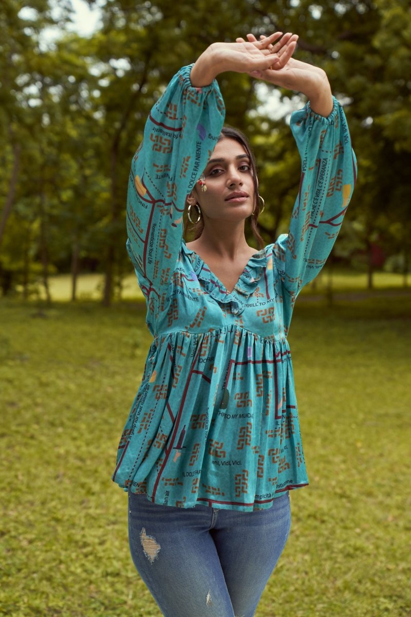 Venice Brick Printed Top | Verified Sustainable by Brown Living™