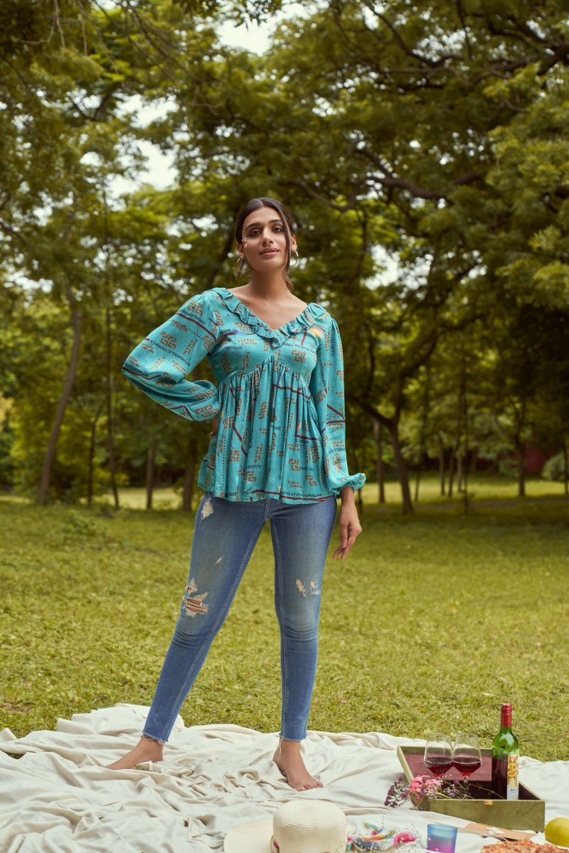 Venice Brick Printed Top | Verified Sustainable by Brown Living™