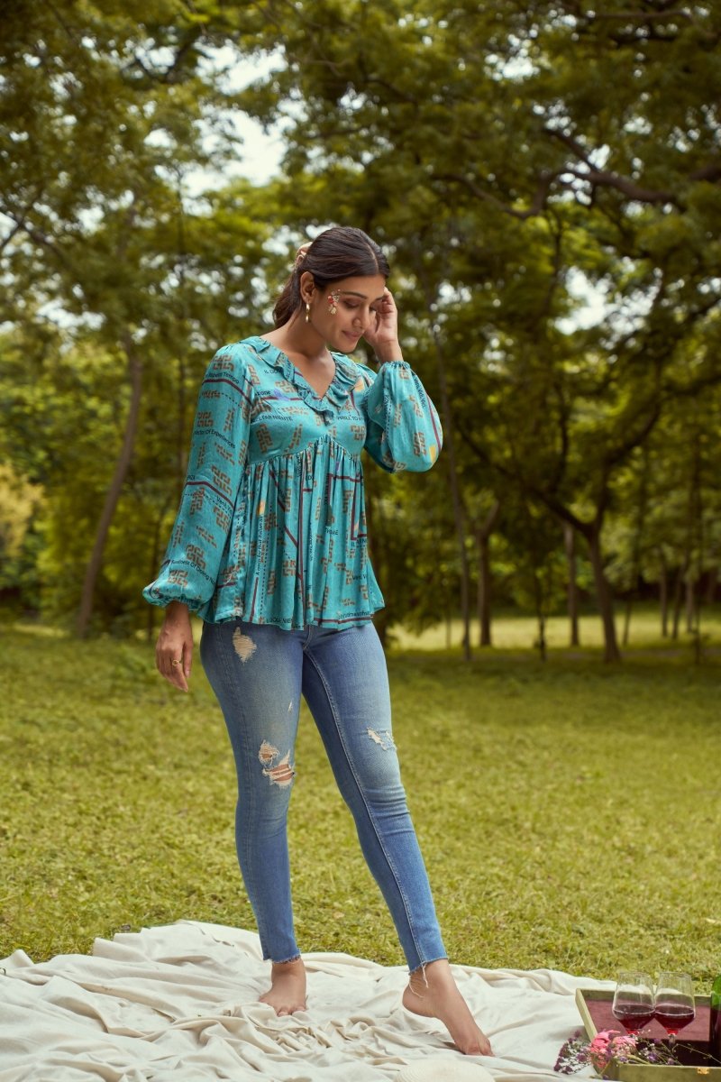 Venice Brick Printed Top | Verified Sustainable by Brown Living™