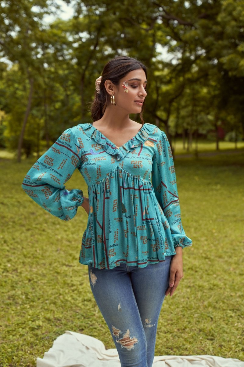 Venice Brick Printed Top | Verified Sustainable by Brown Living™