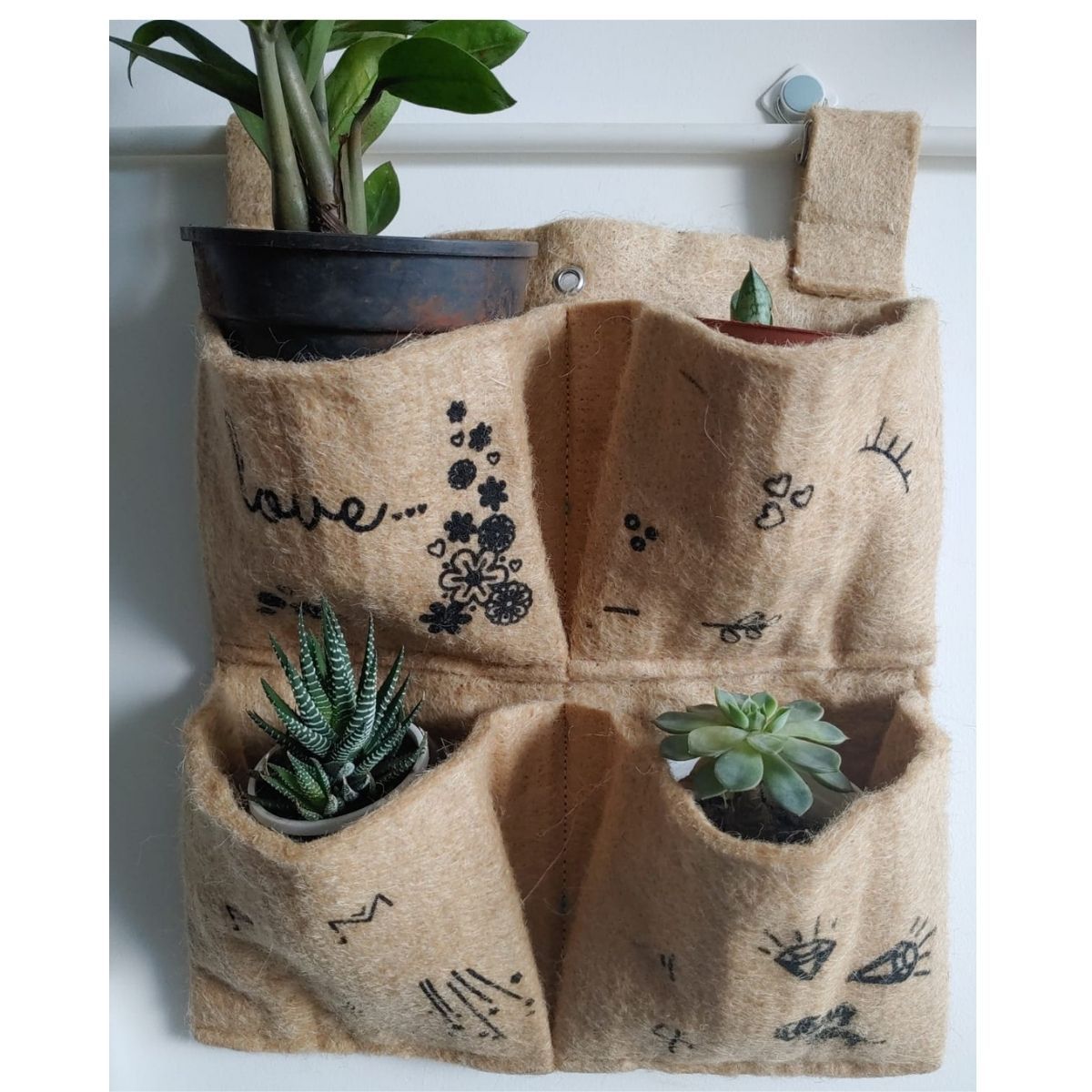 Buy Vertical Jute Plant hanger 4 Pocket Online on Brown Living