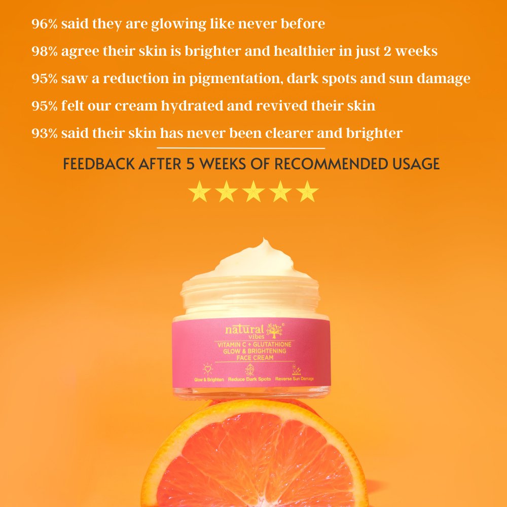 Vitamin C + Glutathione Glow Day & Night Cream 50 g – Face Cream by Natural Vibes available on Brown Living™. . SKU: NV_vita_gluta_cream_50g. Img 5.