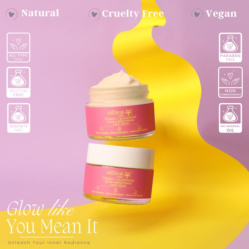 Vitamin C + Glutathione Glow Day & Night Cream 50 g – Face Cream by Natural Vibes available on Brown Living™. . SKU: NV_vita_gluta_cream_50g. Img 6.
