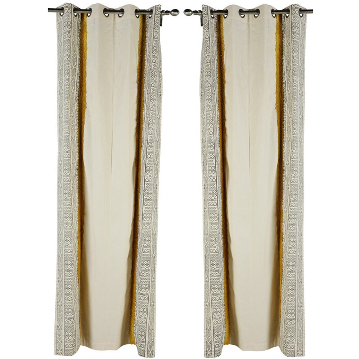 Vivacious Lines Tufted Cotton Curtain | Verified Sustainable by Brown Living™