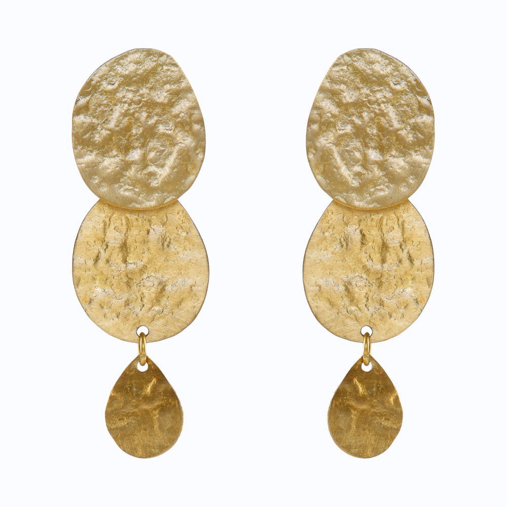 Wave Pattern Handcrafted Brass Textured Earrings | Verified Sustainable by Brown Living™