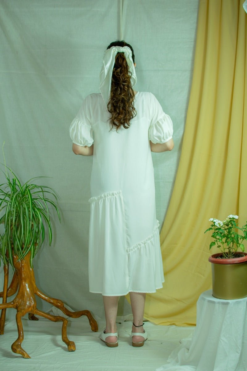 White Bamboo fabric mid calf dress – Womens Dress on Brown Living™. SKU: pH134_24BL8355. Img 5.