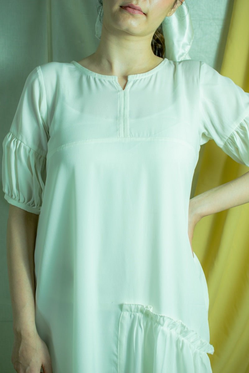 White Bamboo fabric mid calf dress – Womens Dress on Brown Living™. SKU: pH134_24BL8355. Img 7.