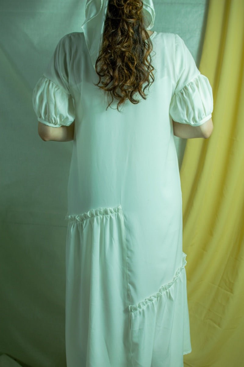 White Bamboo fabric mid calf dress – Womens Dress on Brown Living™. SKU: pH134_24BL8355. Img 8.