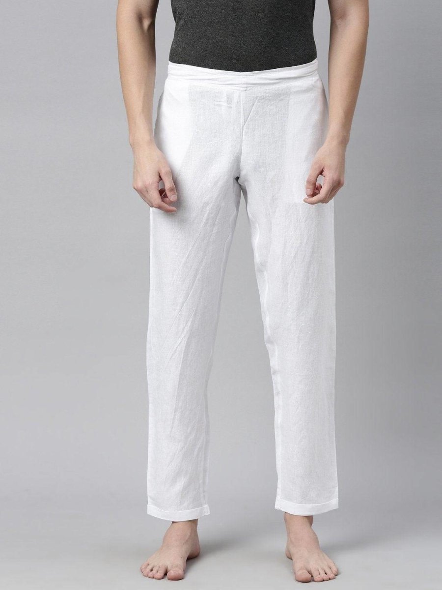 Buy White Colour Solid Hemp Lounge Pants for Men Online on Brown