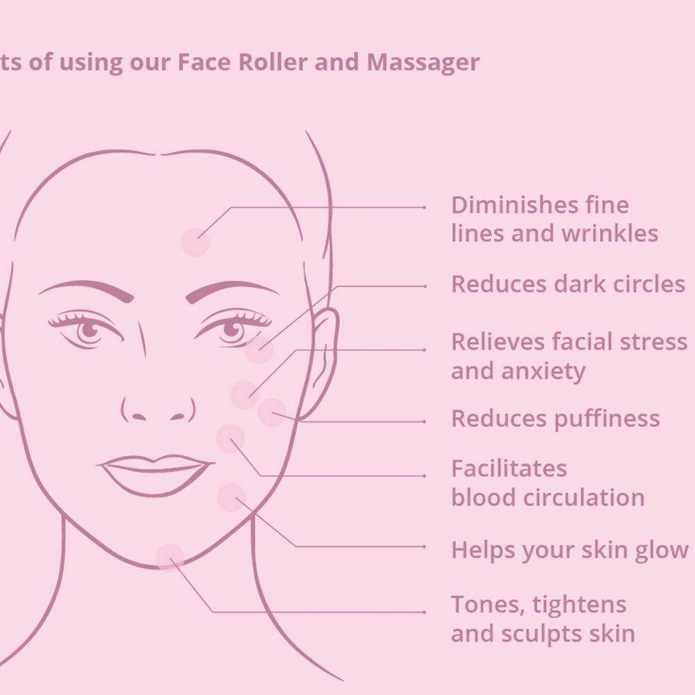 White Crystal Quartz Roller & Massager for Face, Neck and Under eye with FREE Gold Oil – Massager by Natural Vibes available on Brown Living™. . SKU: 063 - 05468 - NV_White_Roller_oil. Img 6.