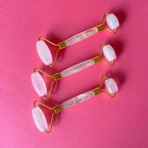 White Crystal Quartz Roller & Massager with FREE Gold Beauty Elixir Oil | Verified Sustainable by Brown Living™