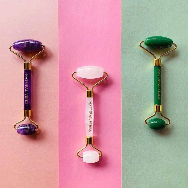 White Crystal Quartz Roller & Massager with FREE Gold Beauty Elixir Oil | Verified Sustainable by Brown Living™