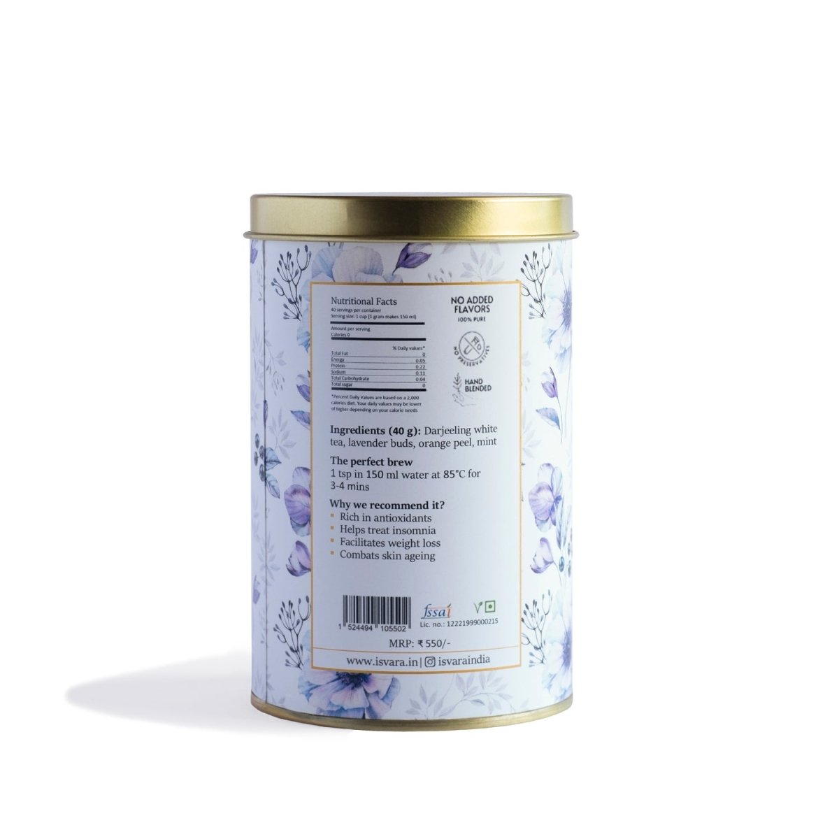 White Fusion - Lavender white tea – Tea on Brown Living™. SKU: WF10550. Img 2.