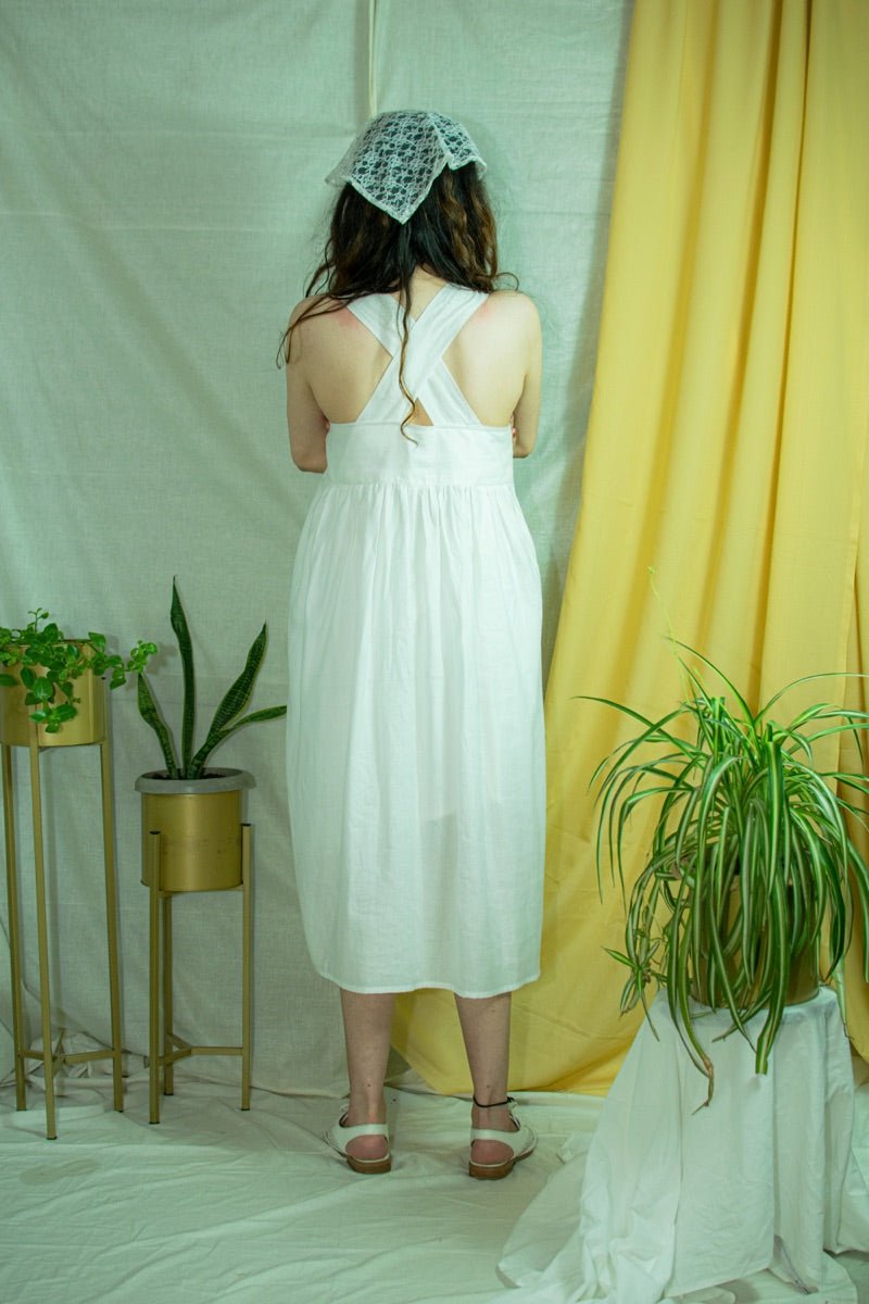 White mid calf belt dress | Verified Sustainable by Brown Living™