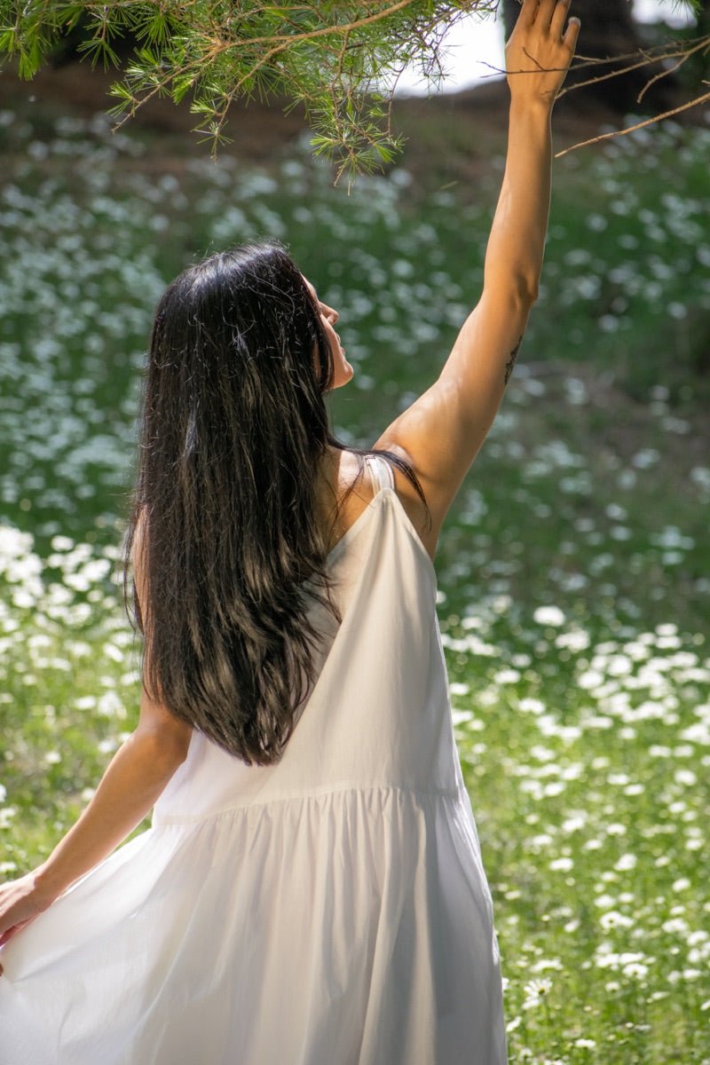 White organic cotton summer strap dress – Womens Dress on Brown Living™. SKU: pH127_24BL8390. Img 7.